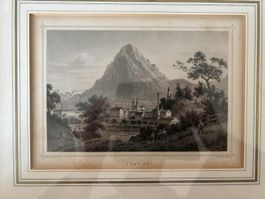Glarus, Stahlstich von Friedrich Julius Umbach nach Rohbock