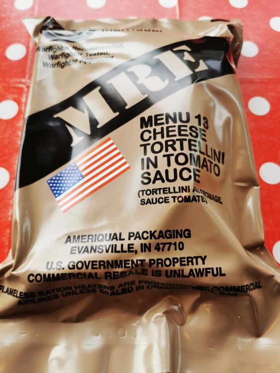 Original US Army MRE Menu 13 Cheese Trotellini Insp. 2/2025 Kaufen