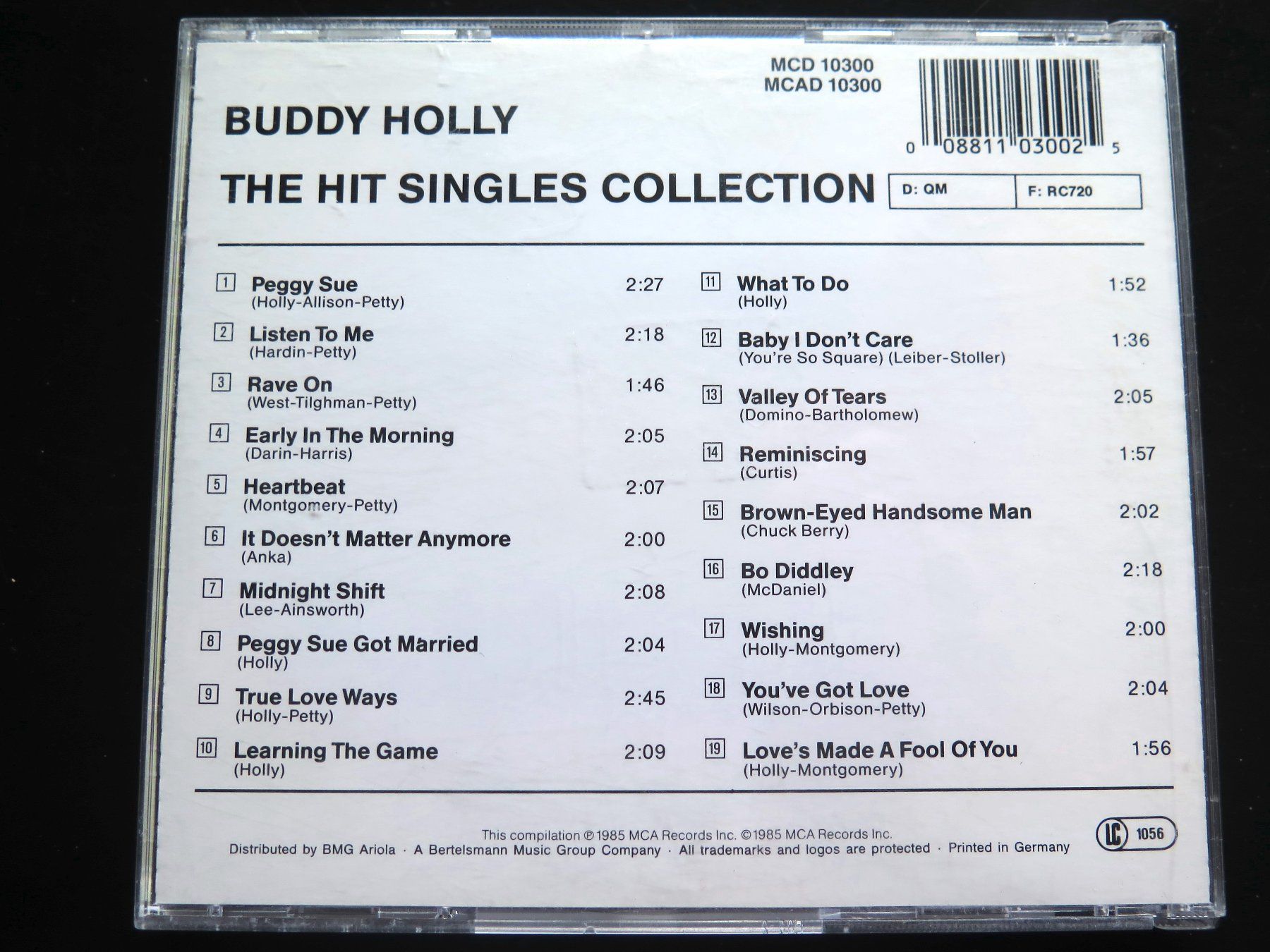 CD: (p) CD BUDDY HOLLY: Hit Singles collection, 1985 – Usato da Bern venduto da Balzamico 1
