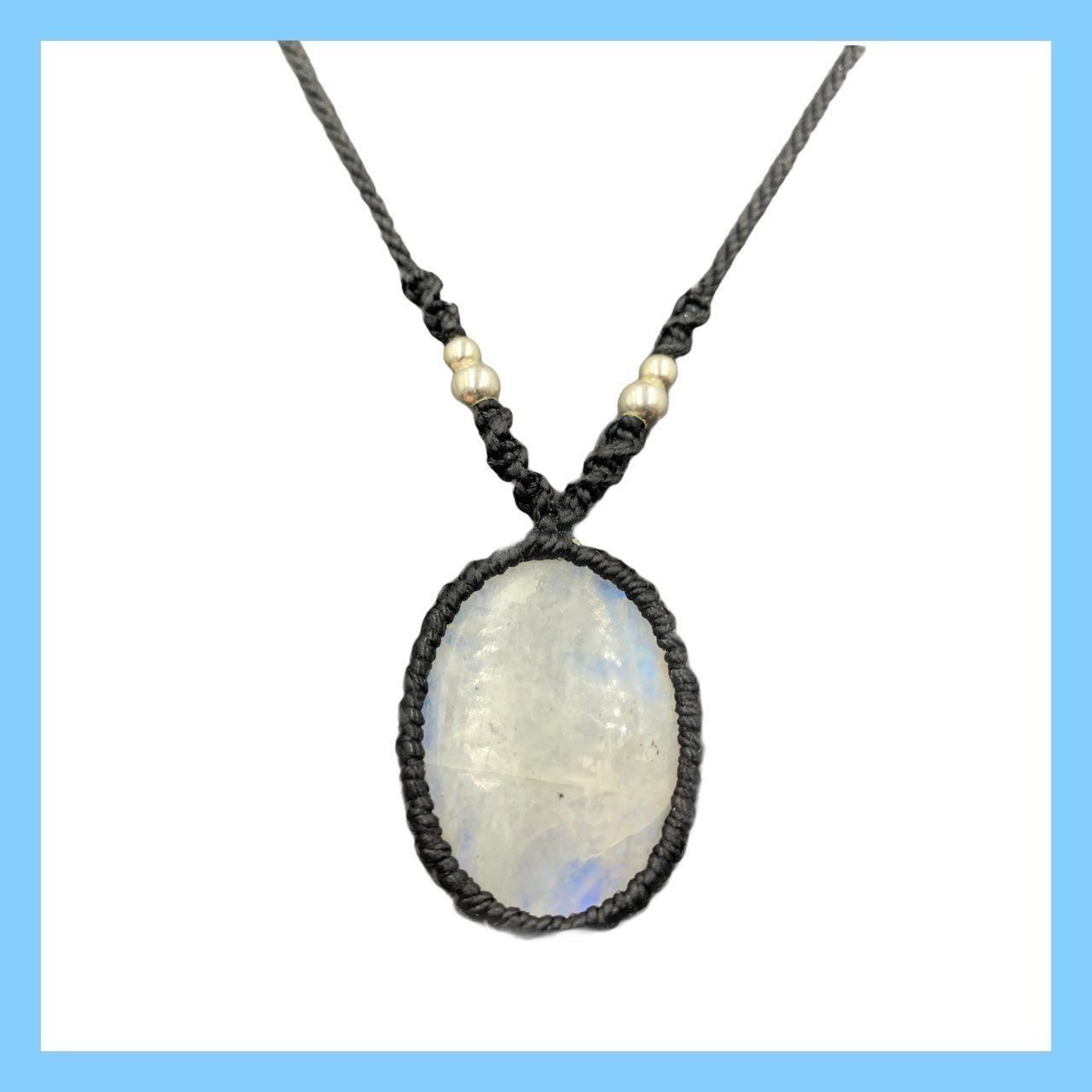 Catenine: Regenbogen Mondstein, Makramee Kette – Nuovo e nell'imballaggio originale da Zürich venduto da MEVAS-Schmuck