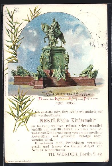 Cancelleria postale: Litho Berlin, Kaiser Wilhelm I.-Denkmal, – Usato da Berlin venduto da bartko-reher