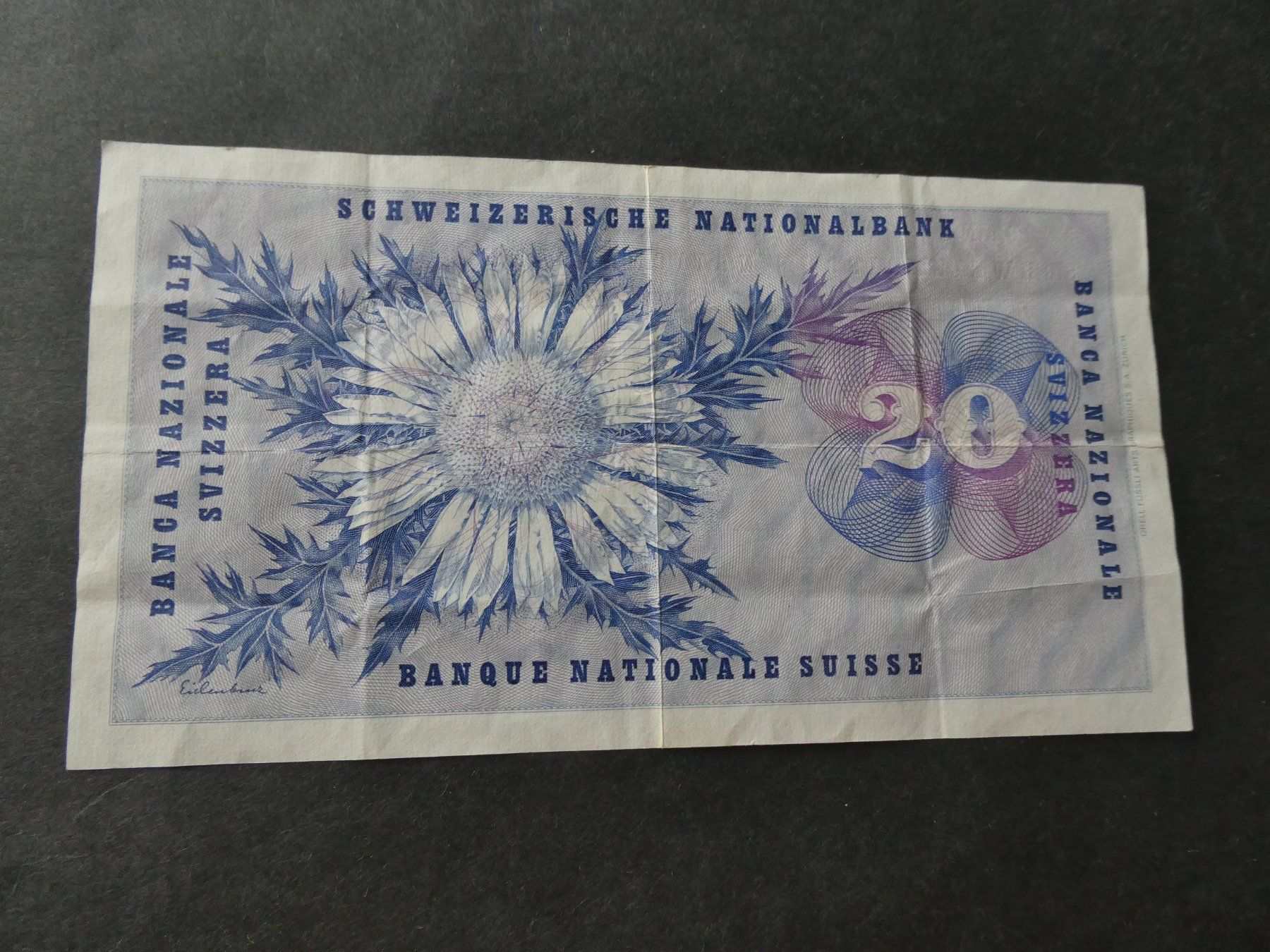 Banconote: Schweiz 1961,  20 Franken – Usato da Hinterforst venduto da Rohusri 1