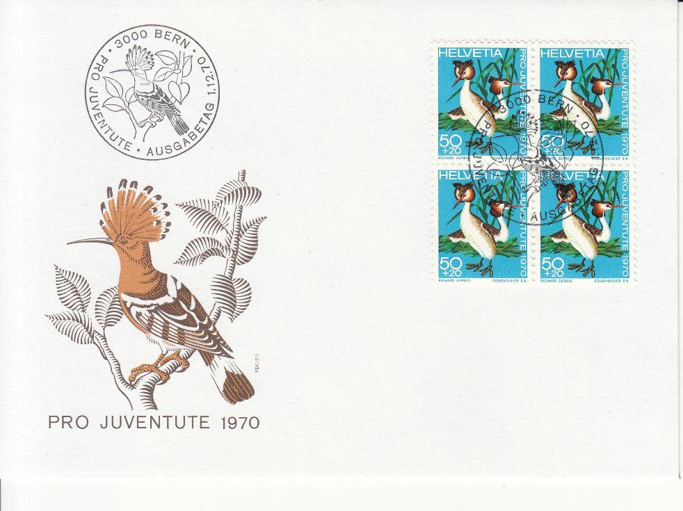 Alle Briefmarken: SBK J232 - J235 im 4er-Block FDC – Gebraucht aus Bürglen TG von StampGraf 4