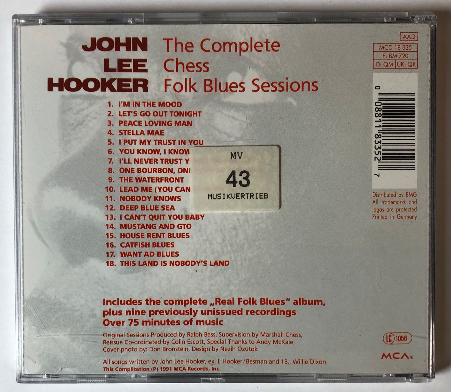 Schallplatten: JOHN LEE HOOKER - THE COMPLETE CHESS FOLK BLUES SESSIONS – Gebraucht aus Poliez-Pittet von Newtown-Records 1