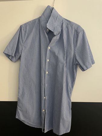 Jake’s Herrenhemd, Slimfit 39/40, Blau/Weiss Kariert