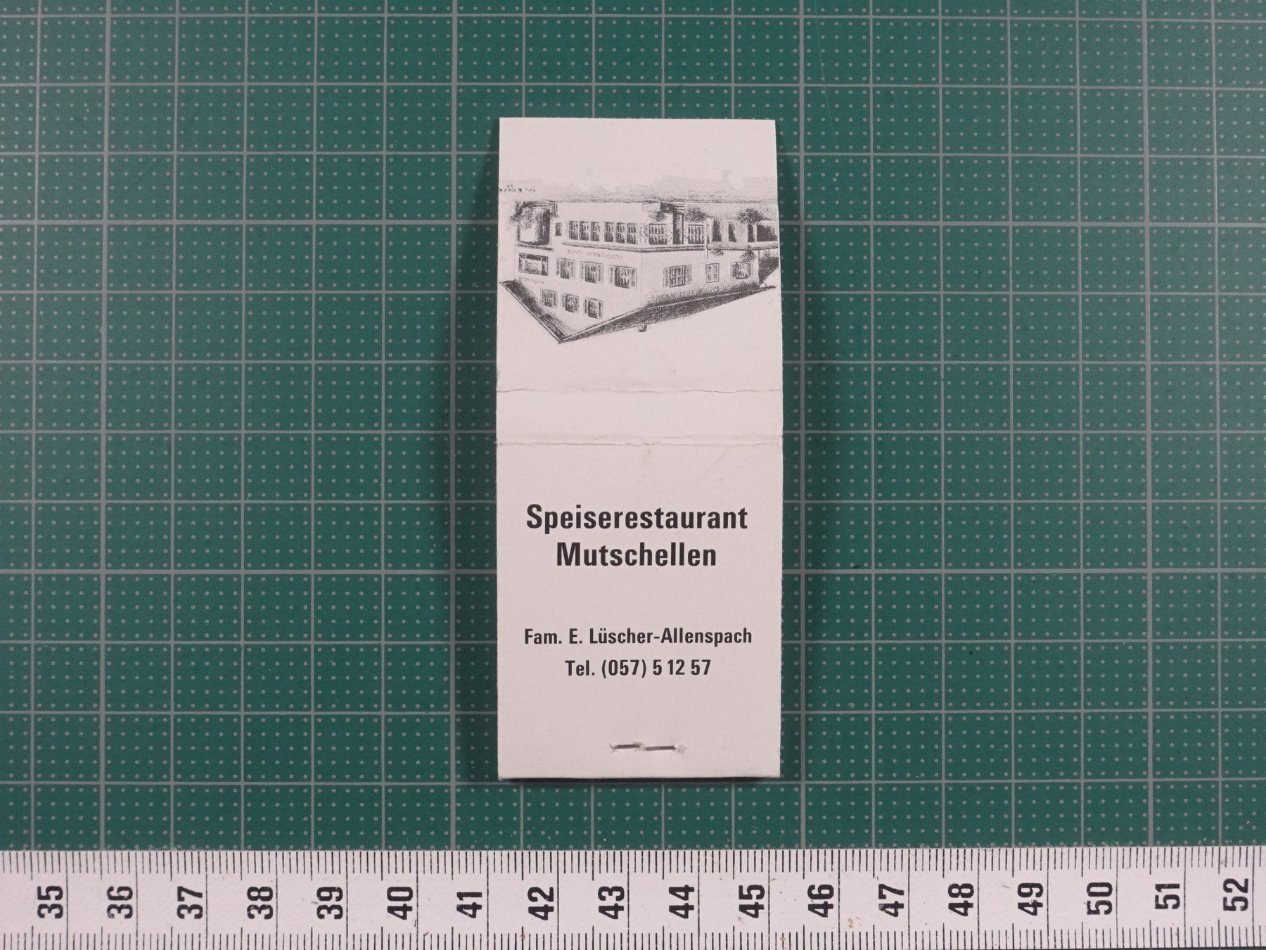 Feuerzeuge: Speiserestaurant Mutschellen, altes Zündholz Briefchen – Gebraucht aus Lenzburg von fh1 2