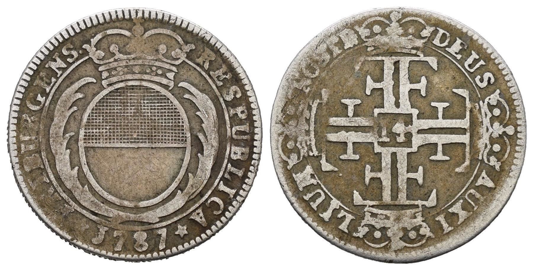 Tutti le monete: Freiburg  Viertelgulden 1787  /423/ – Usato da Trimbach venduto da Solothurn1