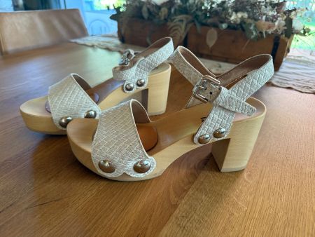 Sommer Clogs Sandalen Holz Absatz, Grösse 38, Top Zustand!