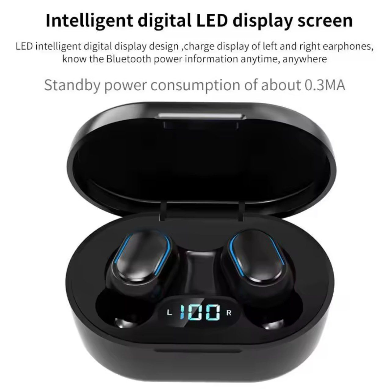 Tws Kopfhörer: E7S TWS Bluetooth Kopfhörer Schwarz mit LED Display – Neu und originalverpackt aus St-Cergue von vpr_7v8g 5