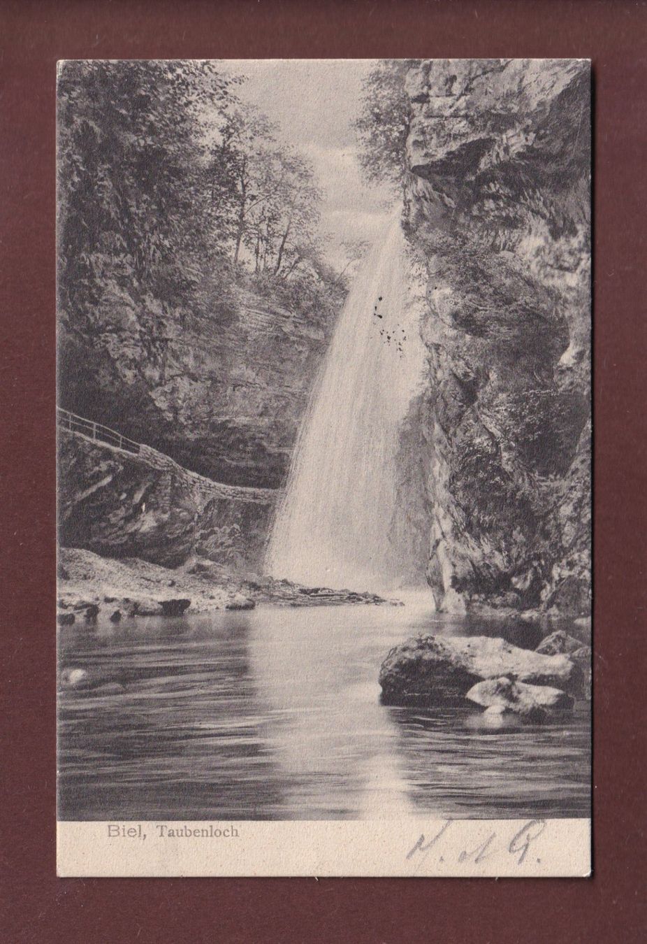 Cartoline postali: BIEL - Taubenloch - 1906 – Usato da Pully venduto da nicecards