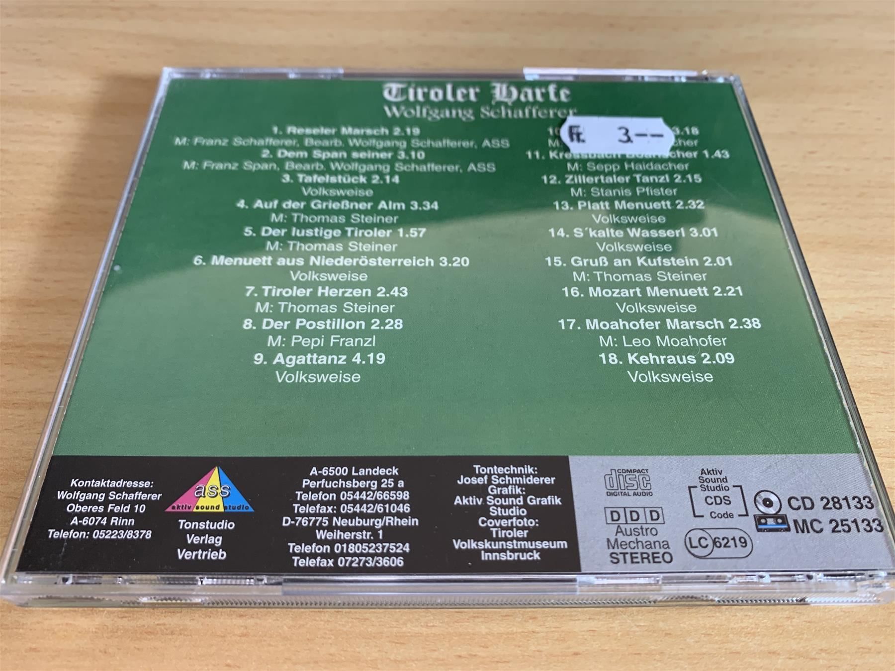 CD: Wolfgang Schafferer - Tiroler Harfe – Usato da Rikon im Tösstal venduto da Alpenmutz 1