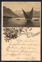 Litho Lac Leman, Dent du Midi, Segelschi
