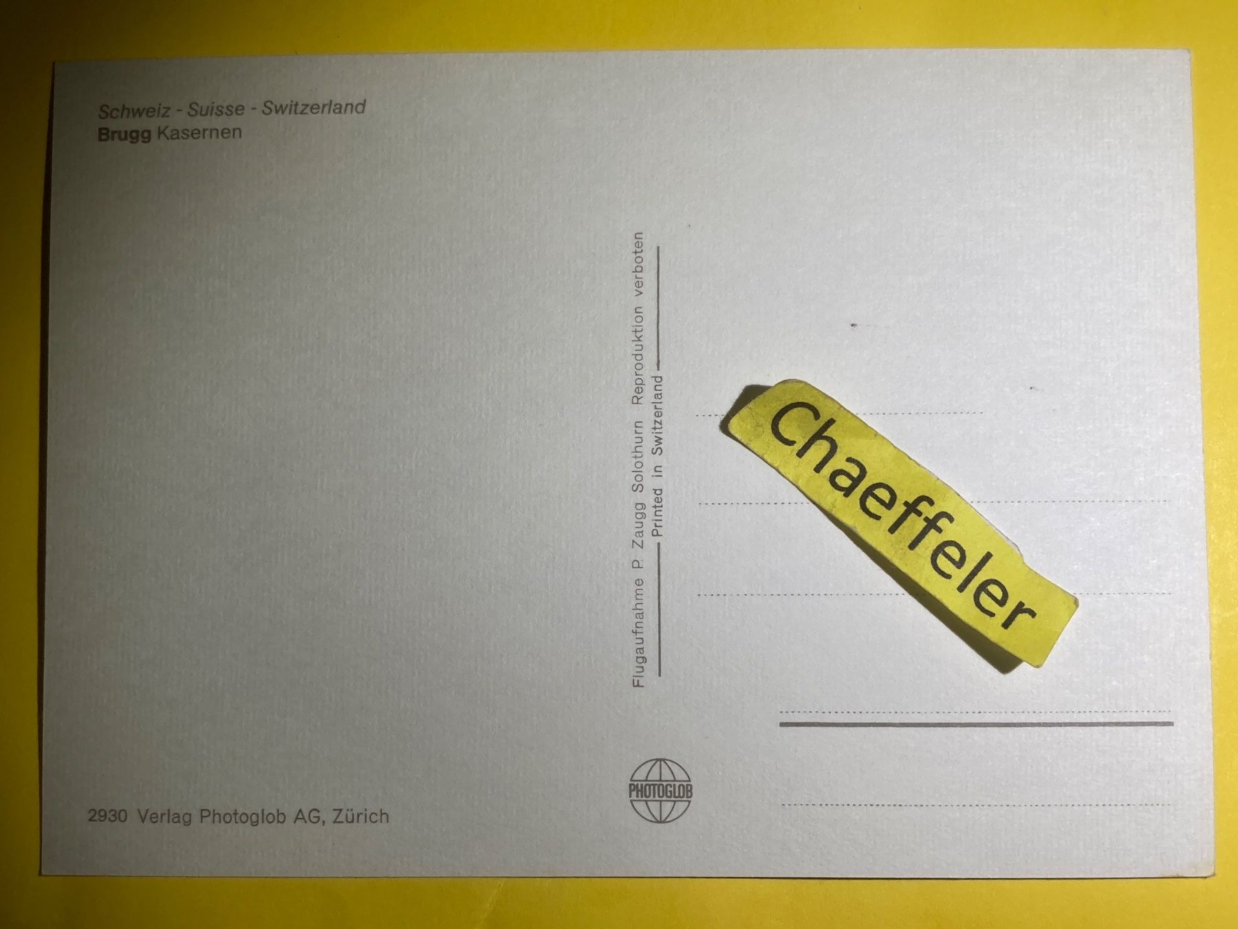 Cartoline postali: Brugg Kasernen – Usato da Zürich venduto da Chaeffeler 1