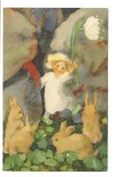 Künstlerin: Mili Weber No 117 - Wintelkind mit Hasen - 1941