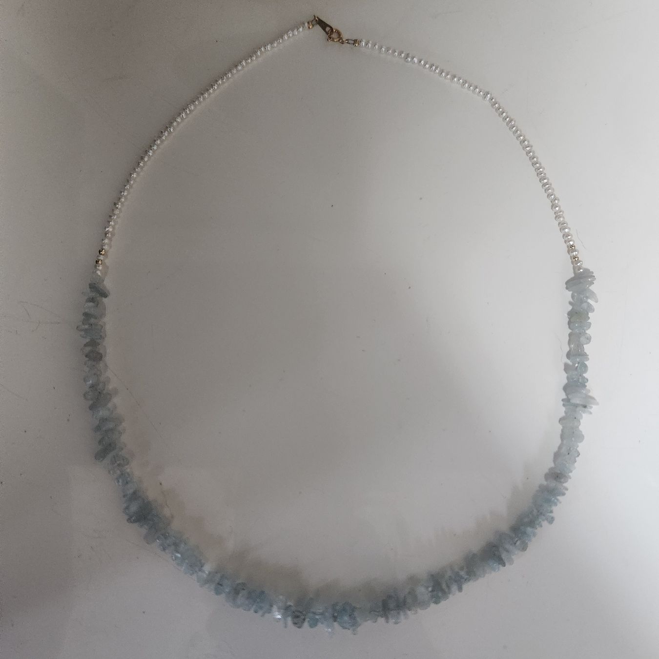 Catenine: 18 Karat Gold Aquamarin Kette mit Perlen – Usato da Binningen venduto da lieblingsstyle 1
