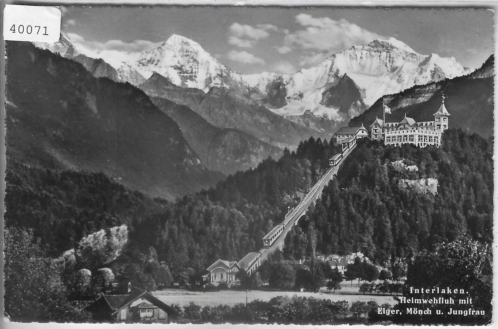 Cartoline postali: Interlaken - Heimwehfluh mit Bahn – Usato da Ettingen venduto da Kartenplanet