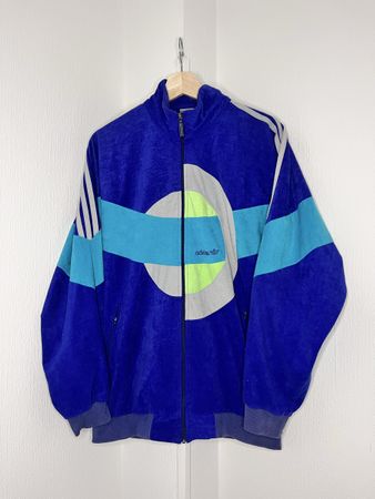 Adidas Vintage Velour Track Jacket Blue Size D7 F186