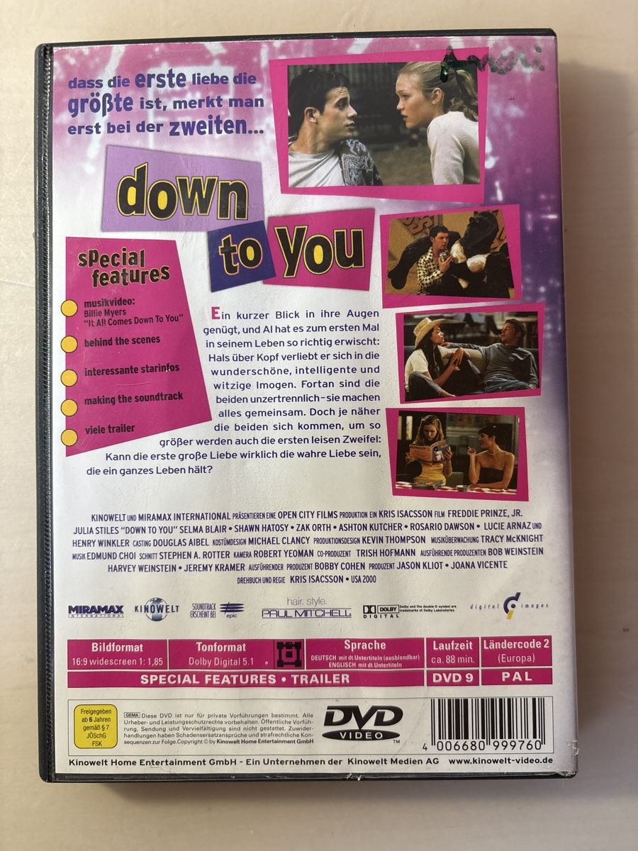 Alle DVDs: Down to you – Gebraucht aus Ruswil von Slivio_ 1
