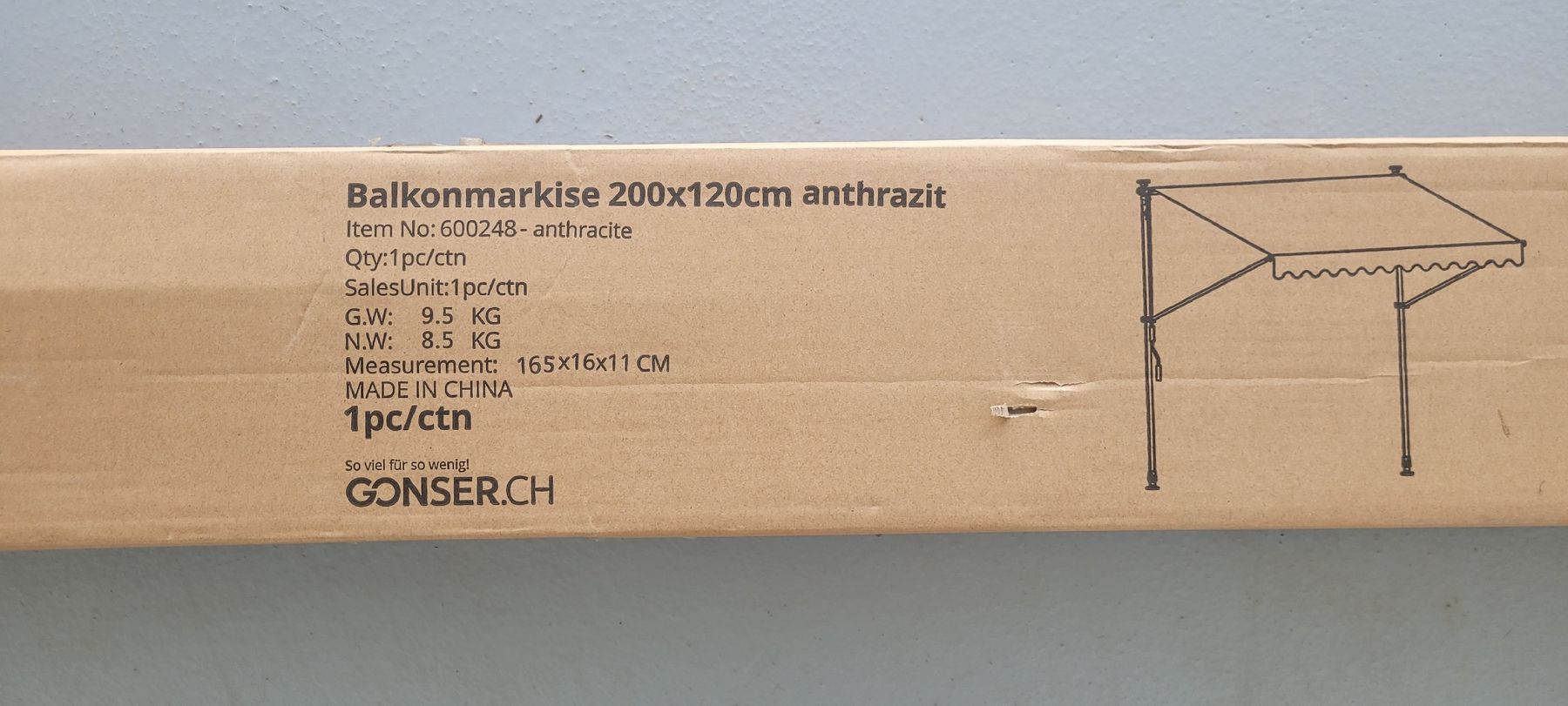 Ombrelloni: Balkonmarkise 200x120cm anthrazit neu. – Nuovo e nell'imballaggio originale da Marbach LU venduto da bea_nf78 2