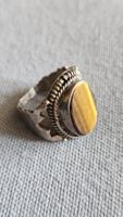 Herrenring mit Tigerauge, Silber, gebraucht