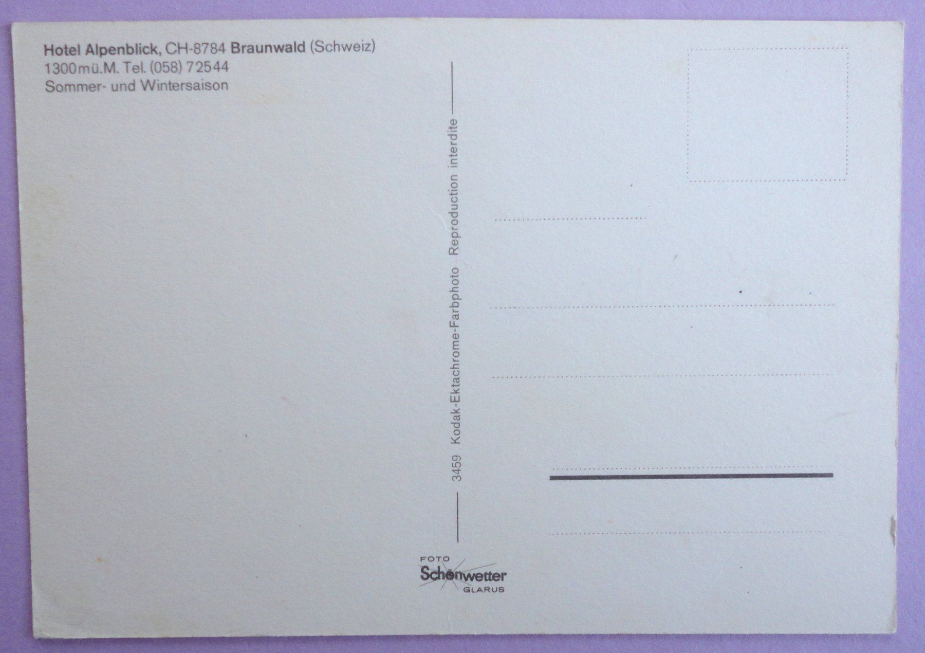 Cartoline postali: Hotel Alpenblick, Braunwald – Usato da Fétigny venduto da Billy2miny 1