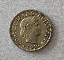 Schweiz 10 Rappen 1919 Messing Top Erhaltung