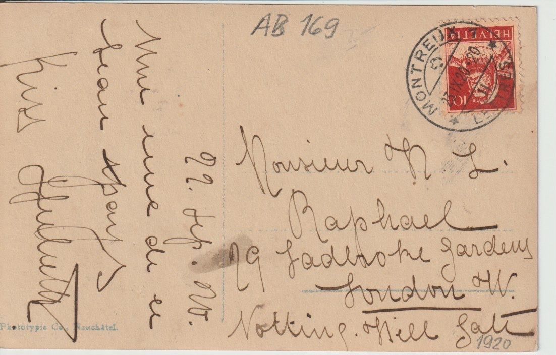 Cartoline postali: AB 169 Barque du Léman, 1920 – Usato da Freienbach venduto da Bhaltis 1