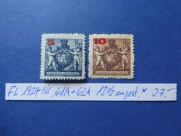 FL 1924 Nr. 61A+62A 12 1/2 ungestempelt *