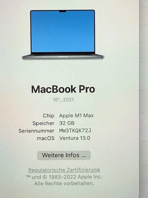 Apple Portables: MacBookPro 16 M1 Max,10-CPU,32-GPU,32GB/4TB SSD – D'occasion à Basel par Elektronik_Markt 5