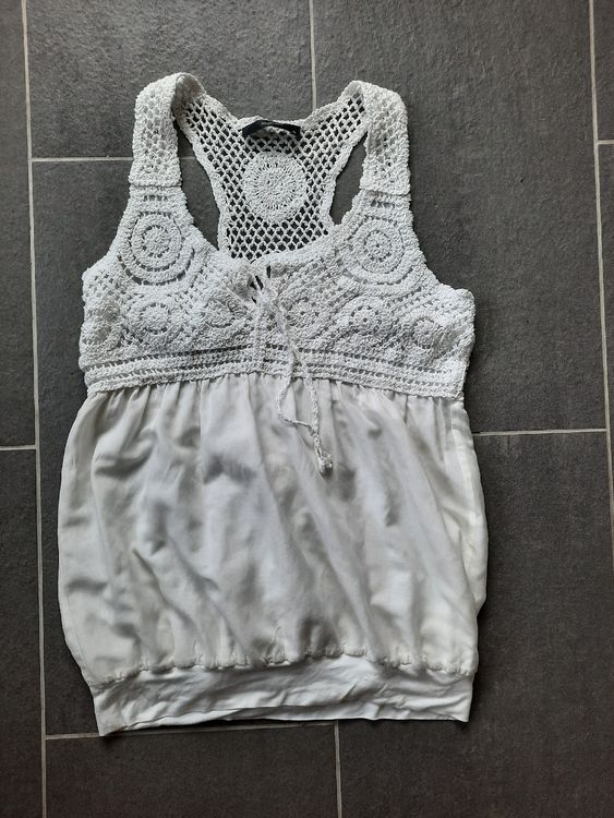 Top En Soie Hallhuber Vert - Taille 40 - Coupe Ample Avec Noeud - Occasion Parfait état