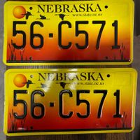  🇺🇸 2x Paar U.S. Autoschild, Nebraska 56-C571 - ORIGINAL 