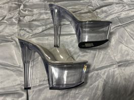 Pleaser Sky 301 Clear Mules High Heels Plateau Gr 40 Neu