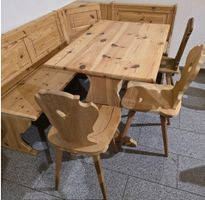 Eckbank -Eckbankgruppen aus Nadelholz mit Tisch und Stühlen