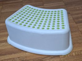 Kinder Trittschemel weiss mit grünen Noppen gebraucht