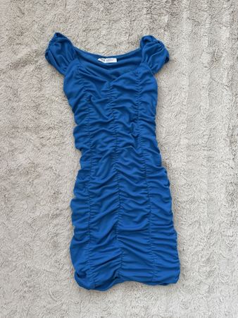 Zara blue ruched mini dress size S used
