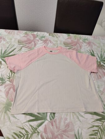 rosa-weisser T-Shir Gr. 158/164 von H&M