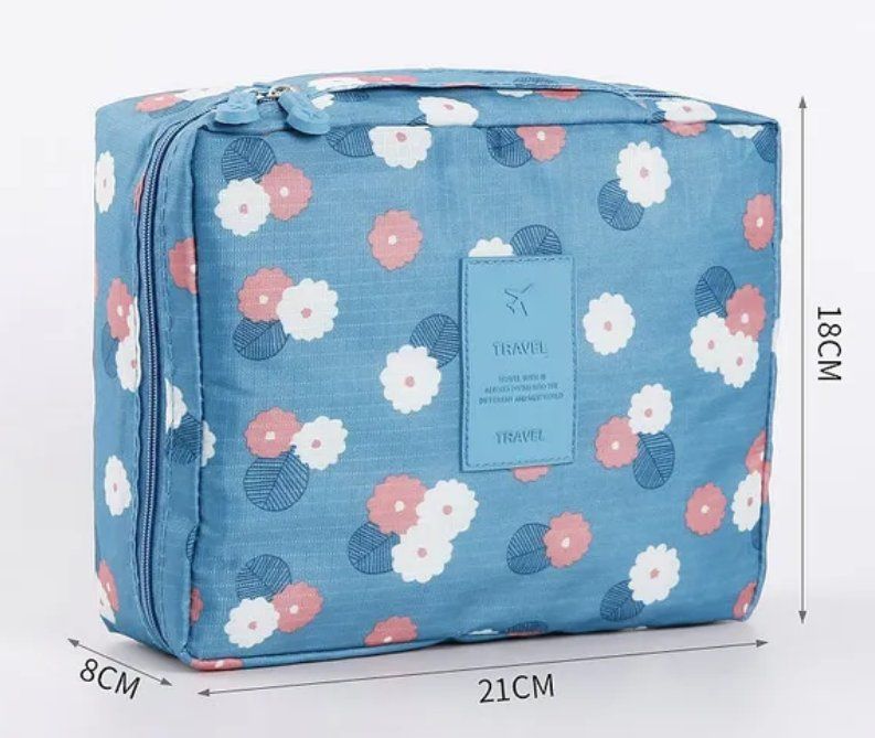 Custodie per cosmetici: Kosmetiktasche Neu,  Blau mit Blumen – Nuovo e nell'imballaggio originale da Walenstadt venduto da emynmuil1 1