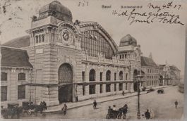 BASEL - Bundesbahnhof - Postkutschen - Tram - 1907