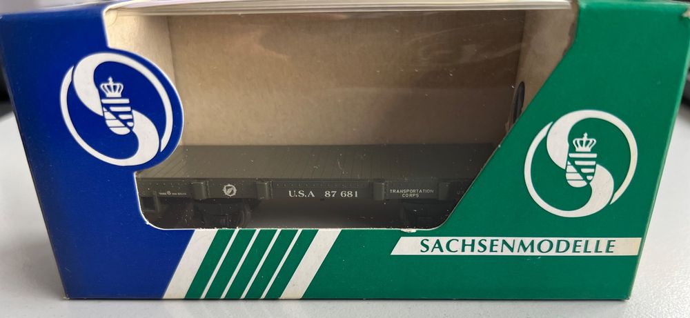 Sachsenmodelle H0 16157 Flachwagen US-Bauart grün USTC Ep 2 (Neu und ...