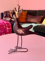 Oiseau décoratif couronné en métal | Metal bird sculpture