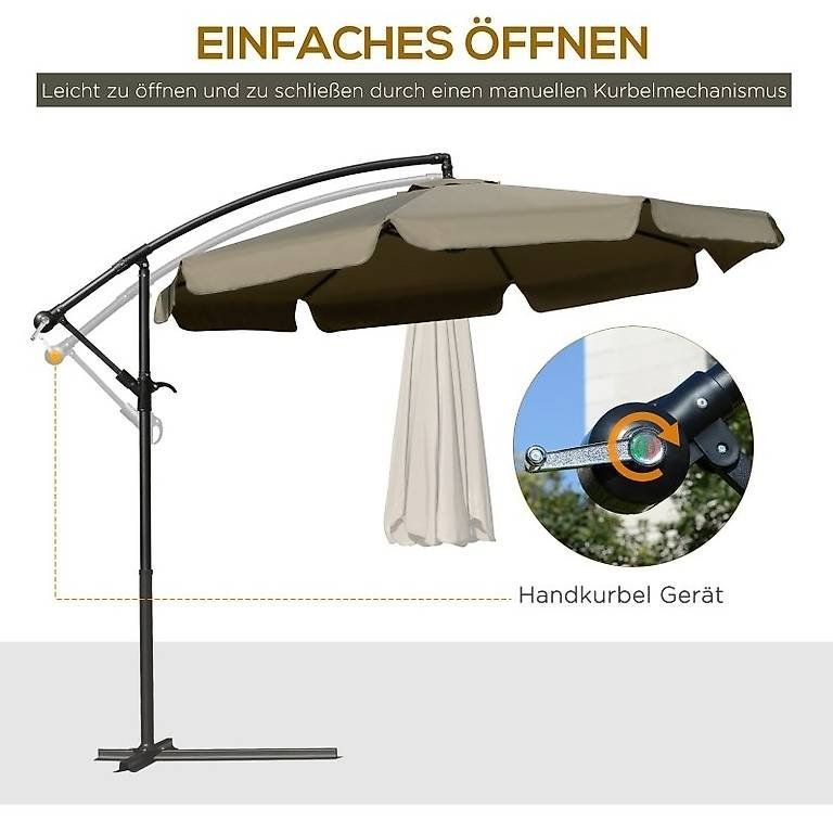 Sonnenschirme: Sonnenschirm Ampelschirm mit Handkurbel Kaffee – Neu und originalverpackt aus Flawil von vivalacasa 3