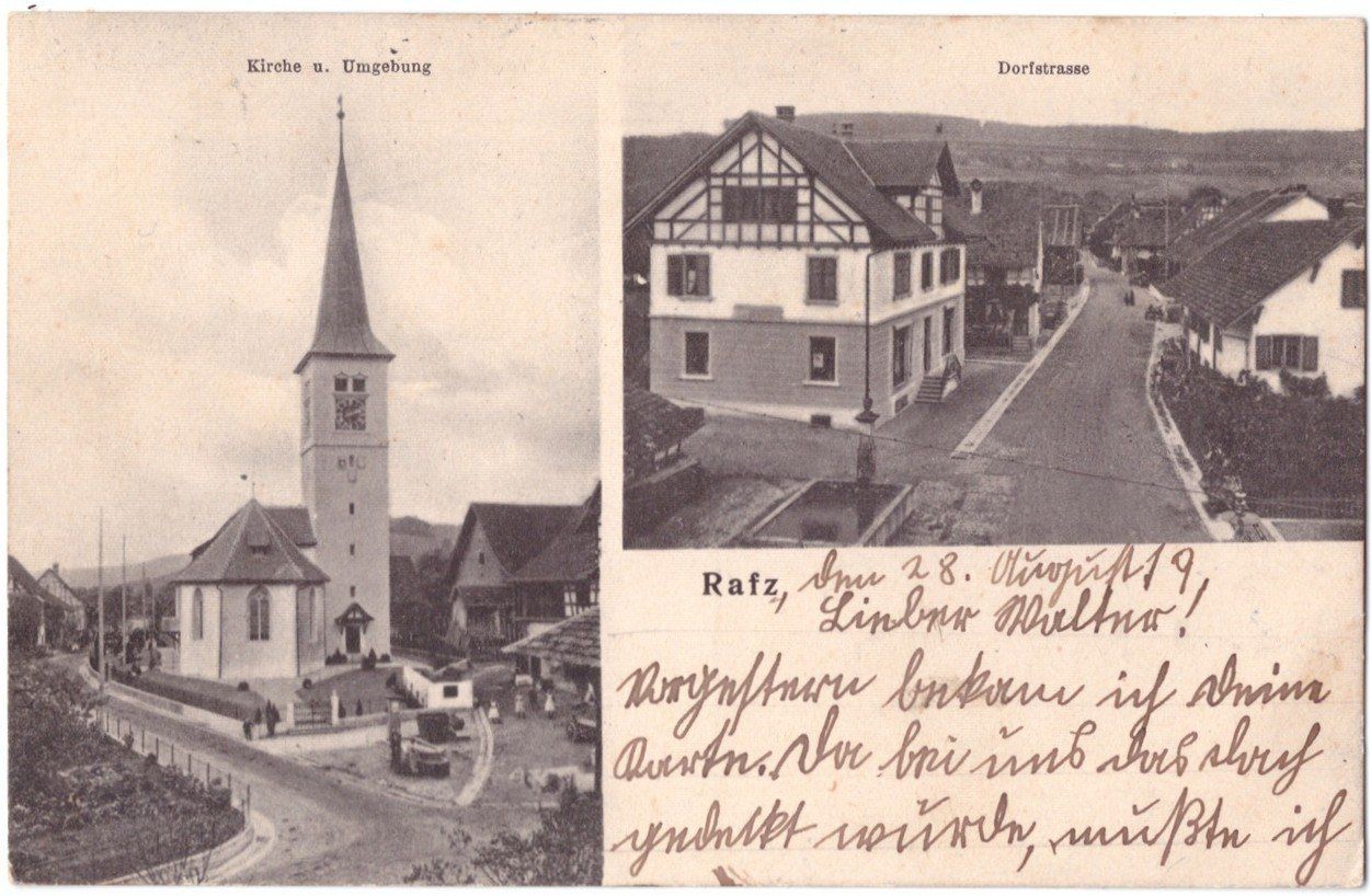 Cartoline postali: Rafz 1919 – Usato da Rapperswil SG venduto da INTELVI