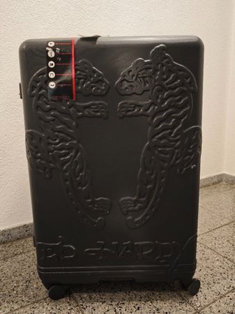 XXL Ed Hardy Koffer schwarz mit Tiger Motiv