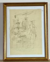 Original lavierte Zeichnung Charles Hug 1899-1979