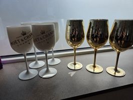 Moët & Chandon Weingläser Set 4x Weiss, 3x Gold 