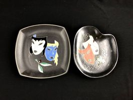 2 schöne Wandteller, Asiatika, Masken, K