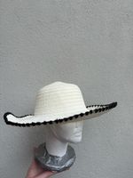Sommerhut Damen Strohhut weiss mit schwarzer Borte
