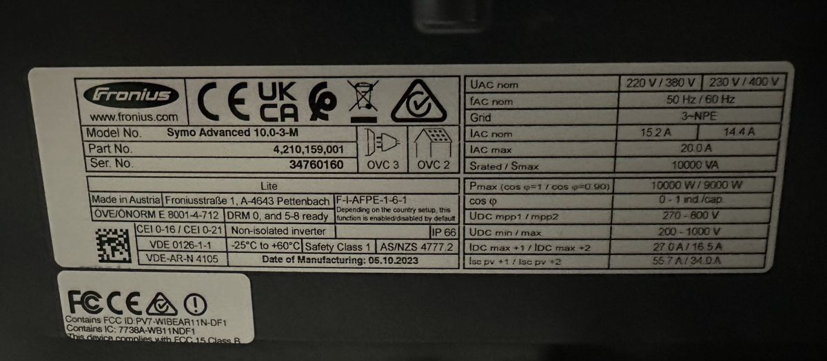 Fronius Inverter: Fronius Symo Advanced 10.0-3-M Wechselrichter – Usato da Gstaad venduto da Johny3 1