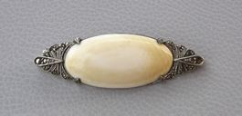 ANTIKE BROSCHE MARKASIT CABOCHON BEIN