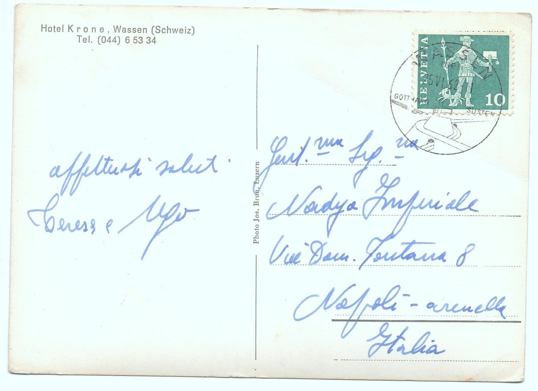 Cartoline postali: WASSEN Hotel Krone, Anzeiger Esso – Usato da Jona venduto da philajona 1